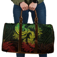 New Zealand Sea Animals with Maori Tribal Tattoo Travel Bag Shark Manta Ray with Silver Fern Reggae