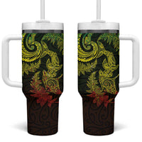 New Zealand Sea Animals with Maori Tribal Tattoo Tumbler With Handle Shark Manta Ray with Silver Fern Reggae