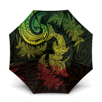 New Zealand Sea Animals with Maori Tribal Tattoo Umbrella Shark Manta Ray with Silver Fern Reggae