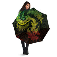 New Zealand Sea Animals with Maori Tribal Tattoo Umbrella Shark Manta Ray with Silver Fern Reggae