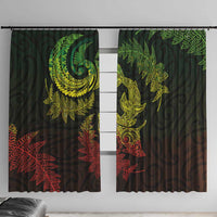 New Zealand Sea Animals with Maori Tribal Tattoo Window Curtain Shark Manta Ray with Silver Fern Reggae