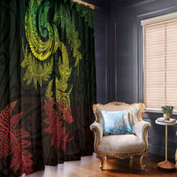 New Zealand Sea Animals with Maori Tribal Tattoo Window Curtain Shark Manta Ray with Silver Fern Reggae