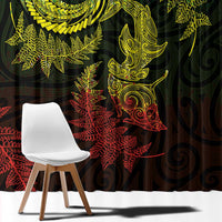 New Zealand Sea Animals with Maori Tribal Tattoo Window Curtain Shark Manta Ray with Silver Fern Reggae