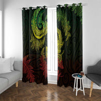 New Zealand Sea Animals with Maori Tribal Tattoo Window Curtain Shark Manta Ray with Silver Fern Reggae