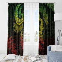 New Zealand Sea Animals with Maori Tribal Tattoo Window Curtain Shark Manta Ray with Silver Fern Reggae