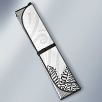 New Zealand Sea Animals with Maori Tribal Tattoo Auto Sun Shade Shark Manta Ray with Silver Fern White