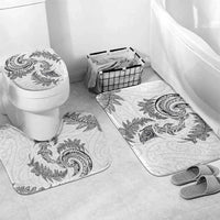 New Zealand Sea Animals with Maori Tribal Tattoo Bathroom Set Shark Manta Ray with Silver Fern White