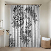 New Zealand Sea Animals with Maori Tribal Tattoo Bathroom Set Shark Manta Ray with Silver Fern White