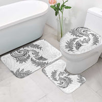 New Zealand Sea Animals with Maori Tribal Tattoo Bathroom Set Shark Manta Ray with Silver Fern White