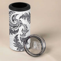 New Zealand Sea Animals with Maori Tribal Tattoo 4 in 1 Can Cooler Tumbler Shark Manta Ray with Silver Fern White