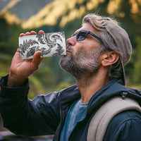 New Zealand Sea Animals with Maori Tribal Tattoo 4 in 1 Can Cooler Tumbler Shark Manta Ray with Silver Fern White