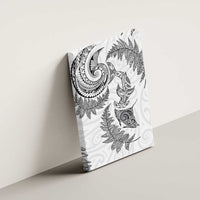 New Zealand Sea Animals with Maori Tribal Tattoo Canvas Wall Art Shark Manta Ray with Silver Fern White