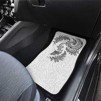 New Zealand Sea Animals with Maori Tribal Tattoo Car Mats Shark Manta Ray with Silver Fern White