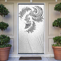 New Zealand Sea Animals with Maori Tribal Tattoo Door Cover Shark Manta Ray with Silver Fern White