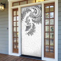 New Zealand Sea Animals with Maori Tribal Tattoo Door Cover Shark Manta Ray with Silver Fern White