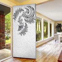 New Zealand Sea Animals with Maori Tribal Tattoo Door Cover Shark Manta Ray with Silver Fern White