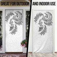 New Zealand Sea Animals with Maori Tribal Tattoo Door Cover Shark Manta Ray with Silver Fern White