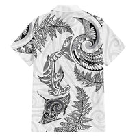 New Zealand Sea Animals with Maori Tribal Tattoo Hawaiian Shirt Shark Manta Ray with Silver Fern White