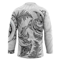 New Zealand Sea Animals with Maori Tribal Tattoo Hockey Jersey Shark Manta Ray with Silver Fern White