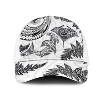 New Zealand Sea Animals with Maori Tribal Tattoo Mesh Trucker Cap Shark Manta Ray with Silver Fern White