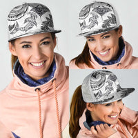 New Zealand Sea Animals with Maori Tribal Tattoo Mesh Trucker Cap Shark Manta Ray with Silver Fern White