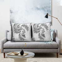 New Zealand Sea Animals with Maori Tribal Tattoo Pillow Cover Shark Manta Ray with Silver Fern White