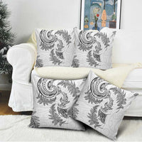 New Zealand Sea Animals with Maori Tribal Tattoo Pillow Cover Shark Manta Ray with Silver Fern White