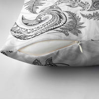 New Zealand Sea Animals with Maori Tribal Tattoo Pillow Cover Shark Manta Ray with Silver Fern White