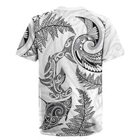 New Zealand Sea Animals with Maori Tribal Tattoo Rugby Jersey Shark Manta Ray with Silver Fern White