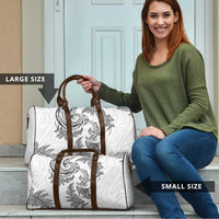 New Zealand Sea Animals with Maori Tribal Tattoo Travel Bag Shark Manta Ray with Silver Fern White