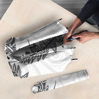 New Zealand Sea Animals with Maori Tribal Tattoo Umbrella Shark Manta Ray with Silver Fern White