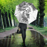 New Zealand Sea Animals with Maori Tribal Tattoo Umbrella Shark Manta Ray with Silver Fern White