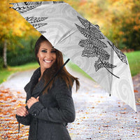 New Zealand Sea Animals with Maori Tribal Tattoo Umbrella Shark Manta Ray with Silver Fern White