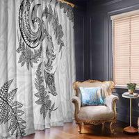 New Zealand Sea Animals with Maori Tribal Tattoo Window Curtain Shark Manta Ray with Silver Fern White