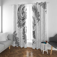 New Zealand Sea Animals with Maori Tribal Tattoo Window Curtain Shark Manta Ray with Silver Fern White