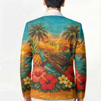 Hawaiian Turtles on Beach Blazer with Pineapple Tropical Plant and Lei LT03 - Polynesian Pride