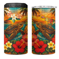 Hawaiian Turtles on Beach 4 in 1 Can Cooler Tumbler with Pineapple Tropical Plant and Lei LT03 One Size: 16 oz Multicolor - Polynesian Pride
