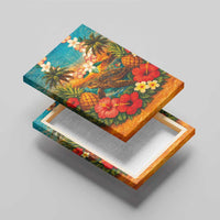Hawaiian Turtles on Beach Canvas Wall Art with Pineapple Tropical Plant and Lei LT03 - Polynesian Pride