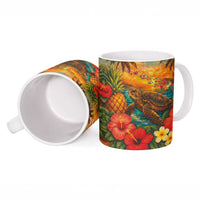 Hawaiian Turtles on Beach Ceramic Mug with Pineapple Tropical Plant and Lei LT03 - Polynesian Pride