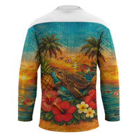 Hawaiian Turtles on Beach Hockey Jersey with Pineapple Tropical Plant and Lei LT03 - Polynesian Pride