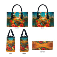 Hawaiian Turtles on Beach Leather Bag with Pineapple Tropical Plant and Lei LT03 - Polynesian Pride