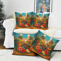 Hawaiian Turtles on Beach Pillow Cover with Pineapple Tropical Plant and Lei LT03 - Polynesian Pride