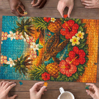 Hawaiian Turtles on Beach Puzzle with Pineapple Tropical Plant and Lei LT03 - Polynesian Pride