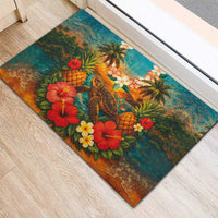 Hawaiian Turtles on Beach Rubber Doormat with Pineapple Tropical Plant and Lei LT03 - Polynesian Pride