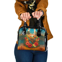 Hawaiian Turtles on Beach Shoulder Handbag with Pineapple Tropical Plant and Lei LT03 One Size Multicolor - Polynesian Pride