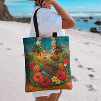Hawaiian Turtles on Beach Tote Bag with Pineapple Tropical Plant and Lei LT03 - Polynesian Pride