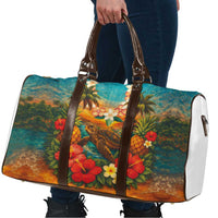 Hawaiian Turtles on Beach Travel Bag with Pineapple Tropical Plant and Lei