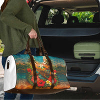 Hawaiian Turtles on Beach Travel Bag with Pineapple Tropical Plant and Lei