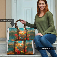 Hawaiian Turtles on Beach Travel Bag with Pineapple Tropical Plant and Lei