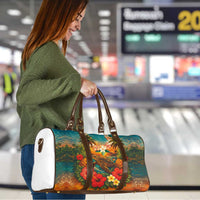 Hawaiian Turtles on Beach Travel Bag with Pineapple Tropical Plant and Lei